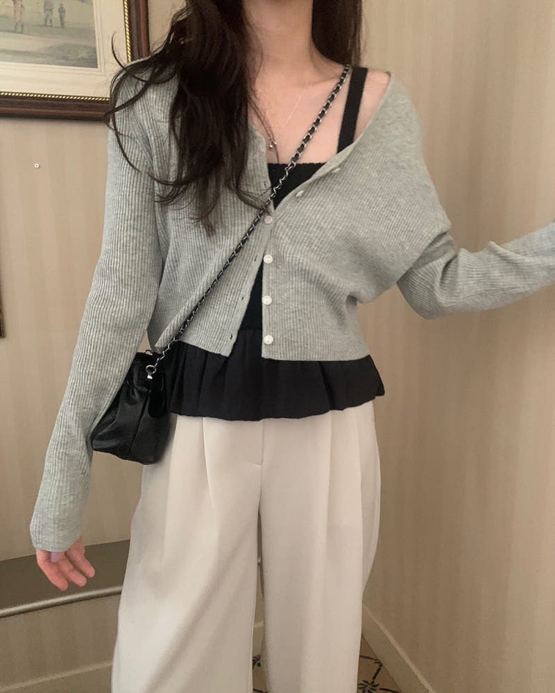 Fw Pebble rib cardigan-5col