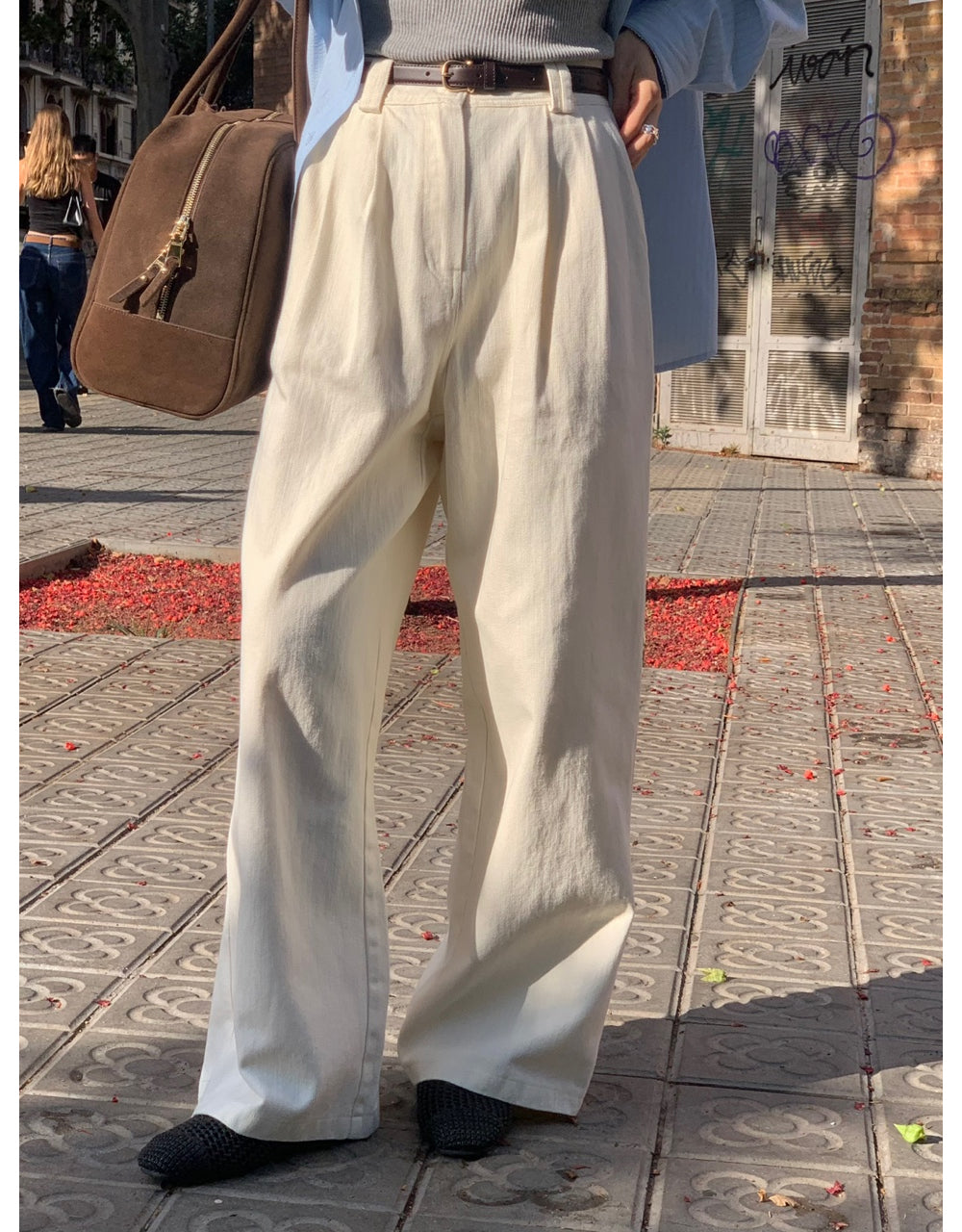 Point cotton pants-2col