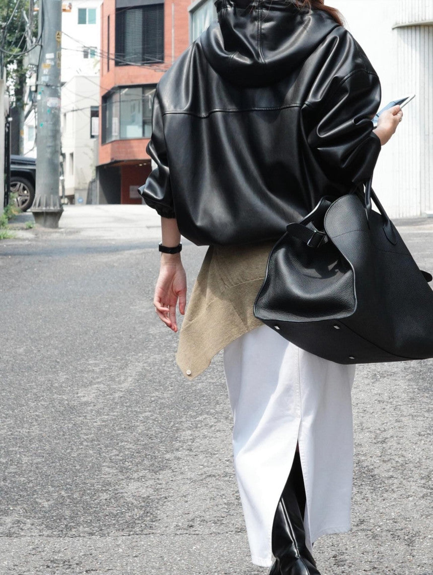 Hyde vegan leather hood blouson