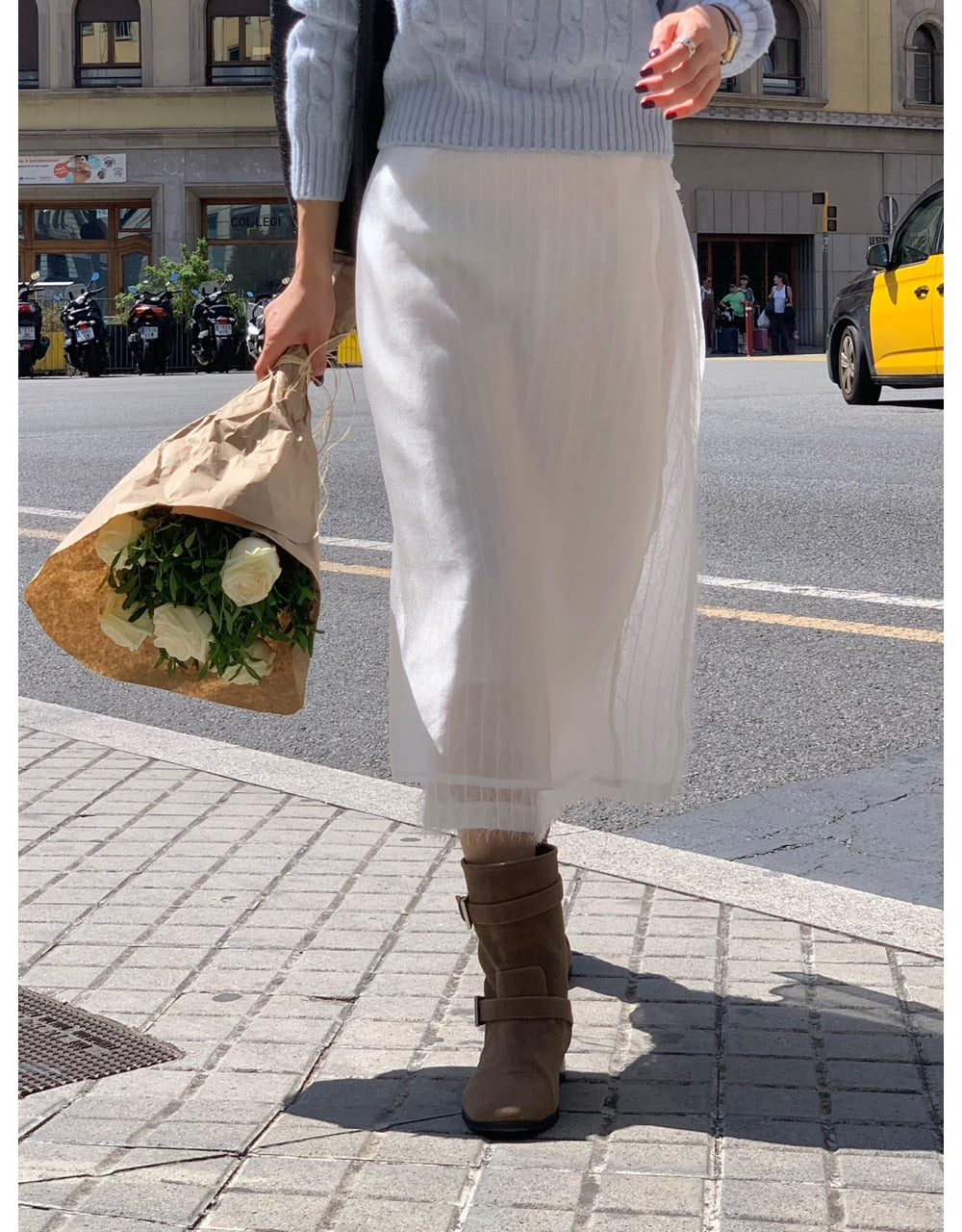 ivory-s即納 Breed layered skirt-2col