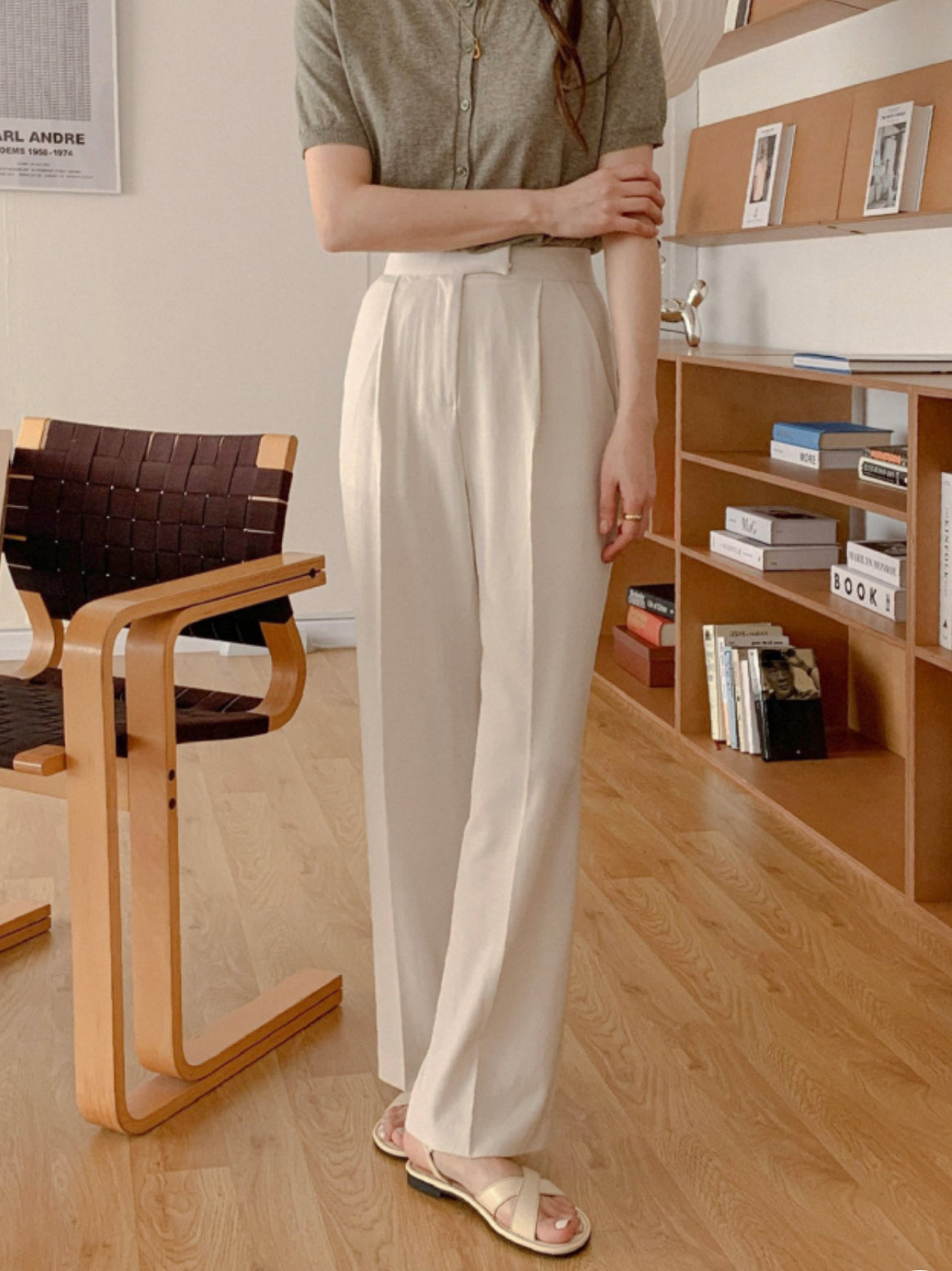 Summer linen semi-wide slacks-4col/ショート丈あり