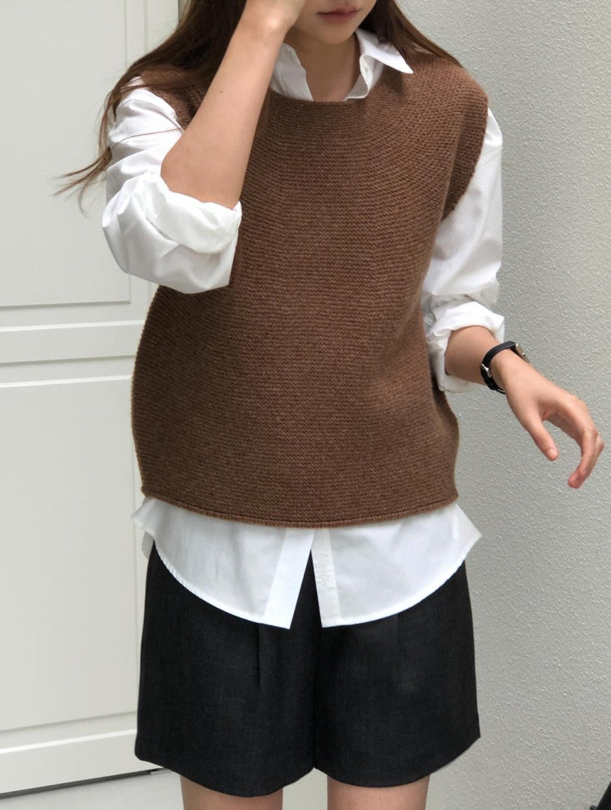 Corben wool knit vest-3col