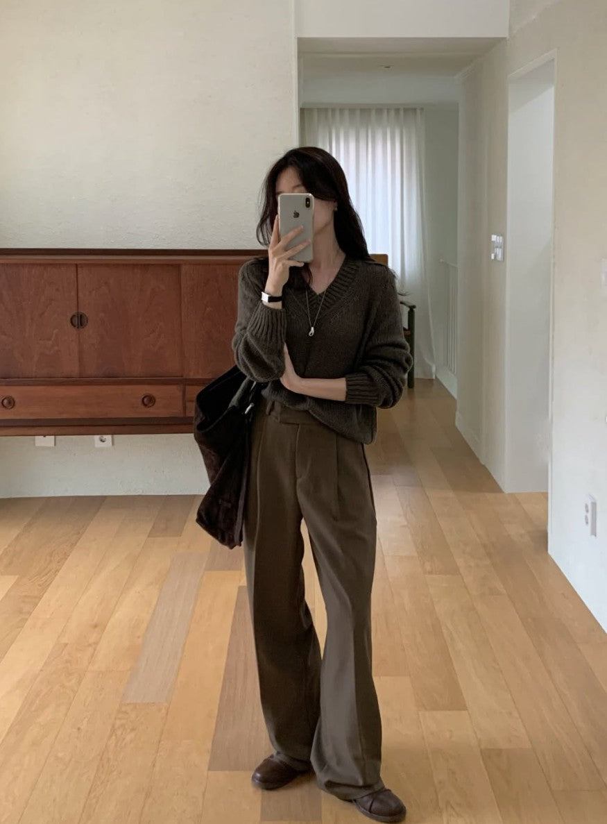one pintuck semi-wide slacks-5col/ショート丈あり