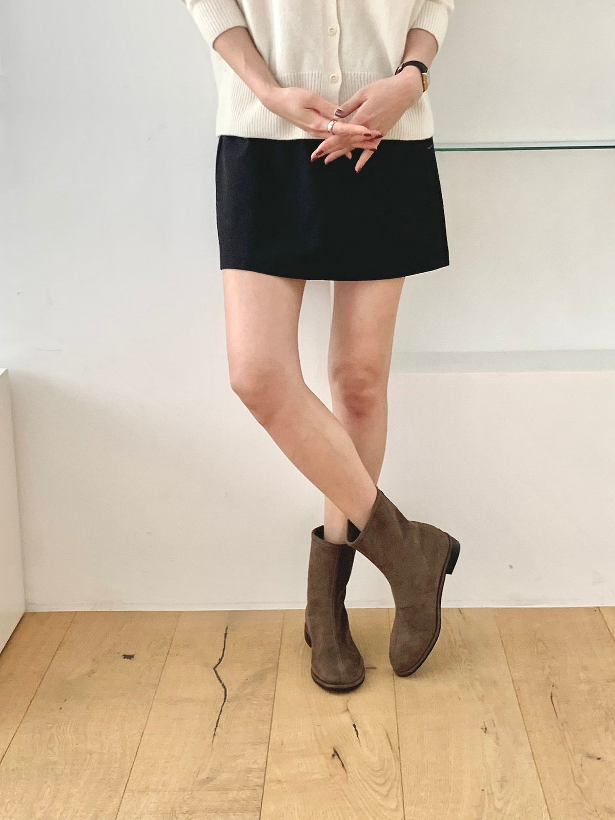Suede Back-Zip Mid Boots-3col