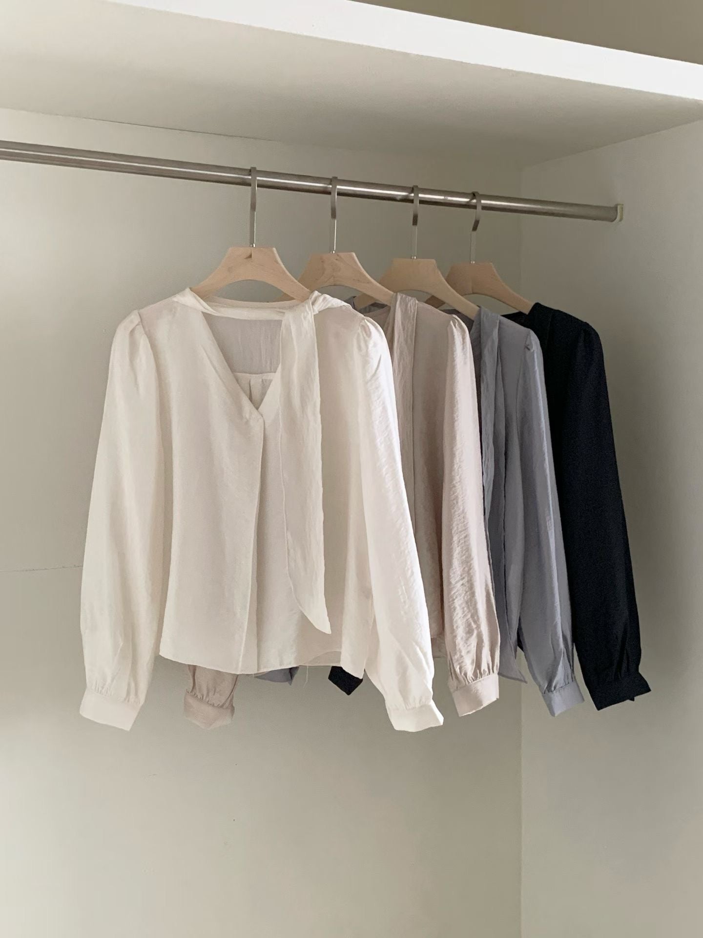 classic tie blouse-4col