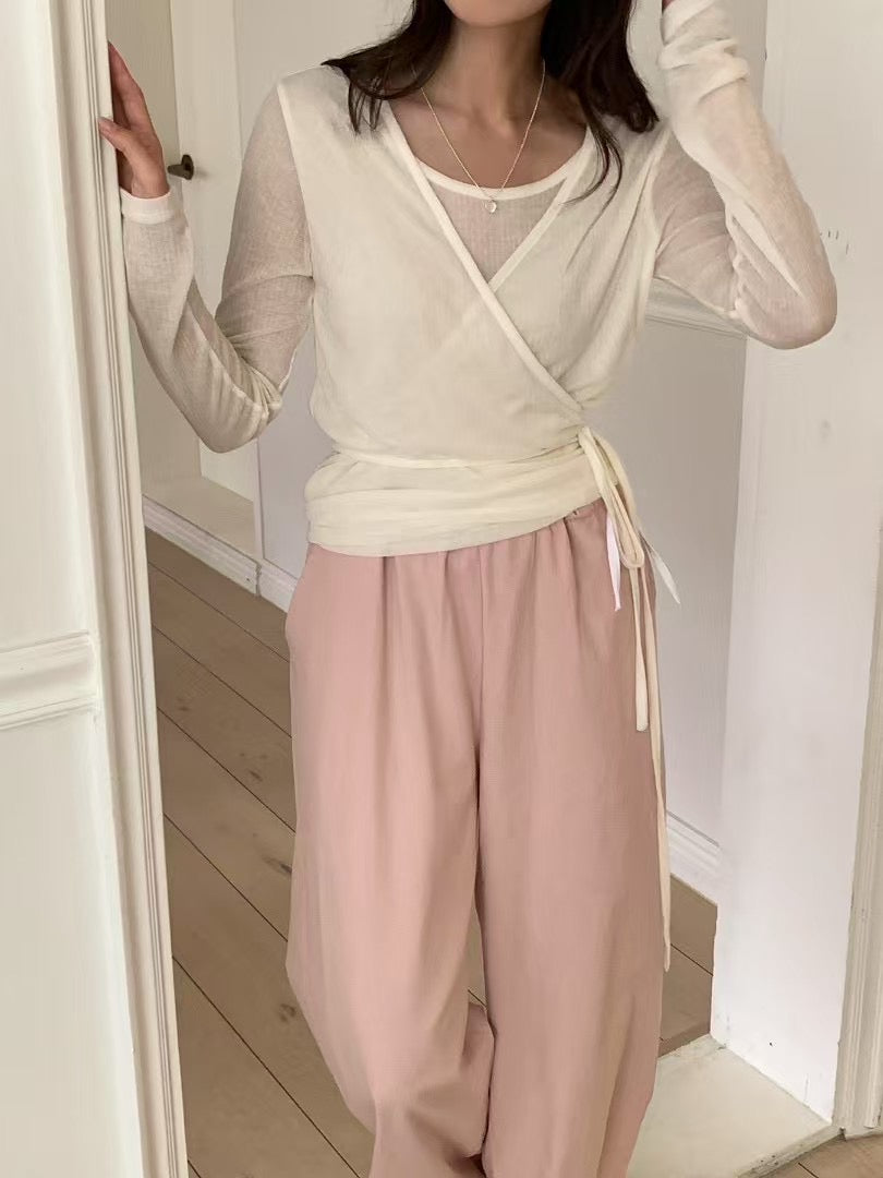 Mute layered wrap tencel T-5col