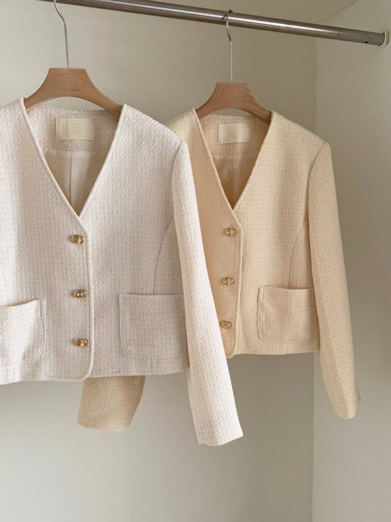 Charlotte v neck tweed jacket-2col