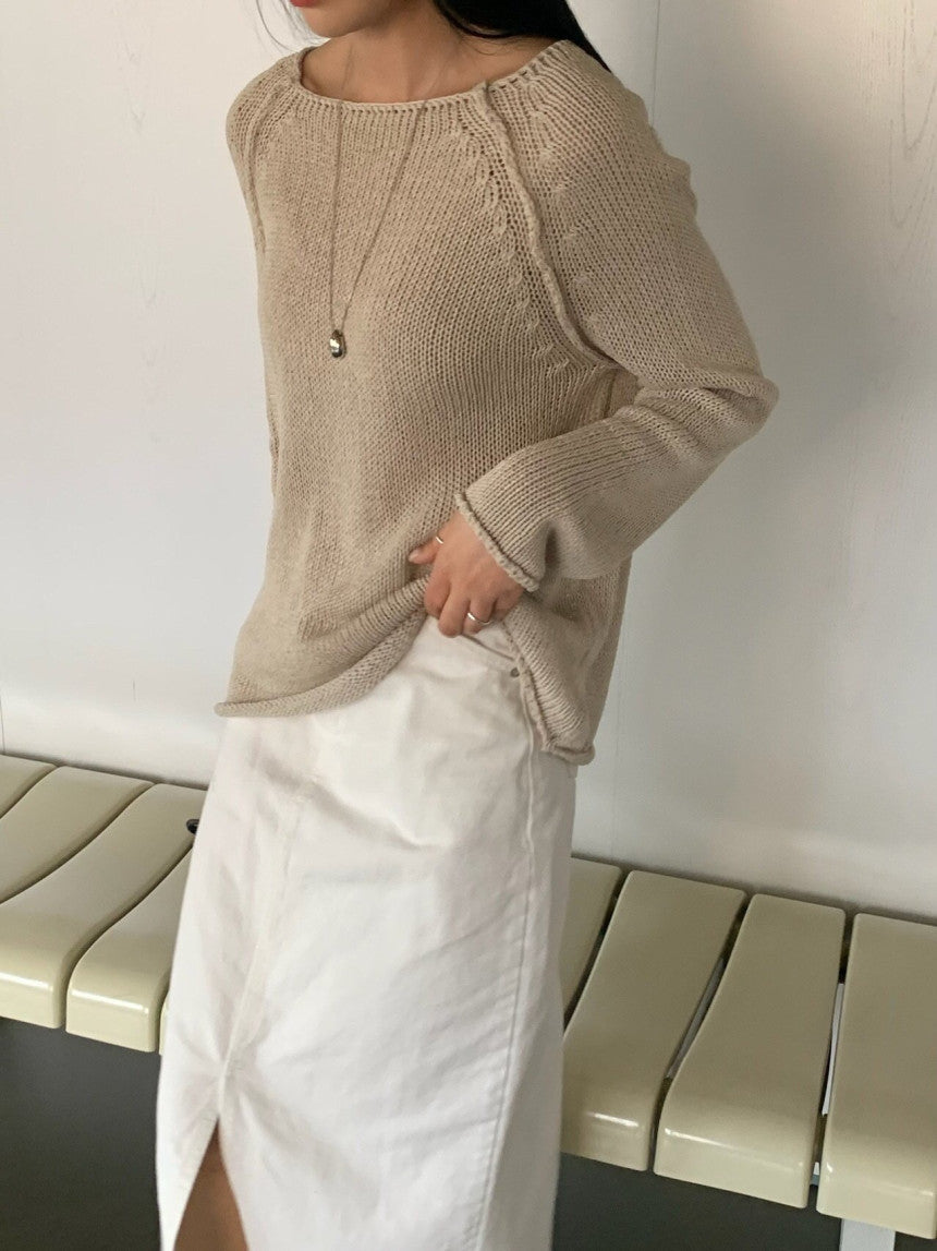 ivory即納 bread linen knit-4col