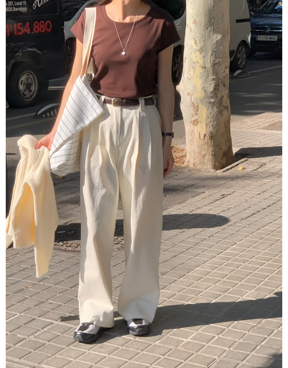 Point cotton pants-2col