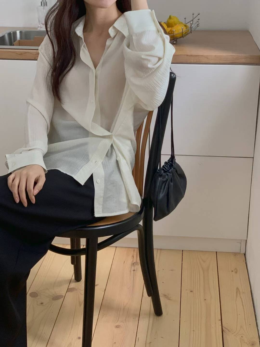 pleats 2way blouse-3col