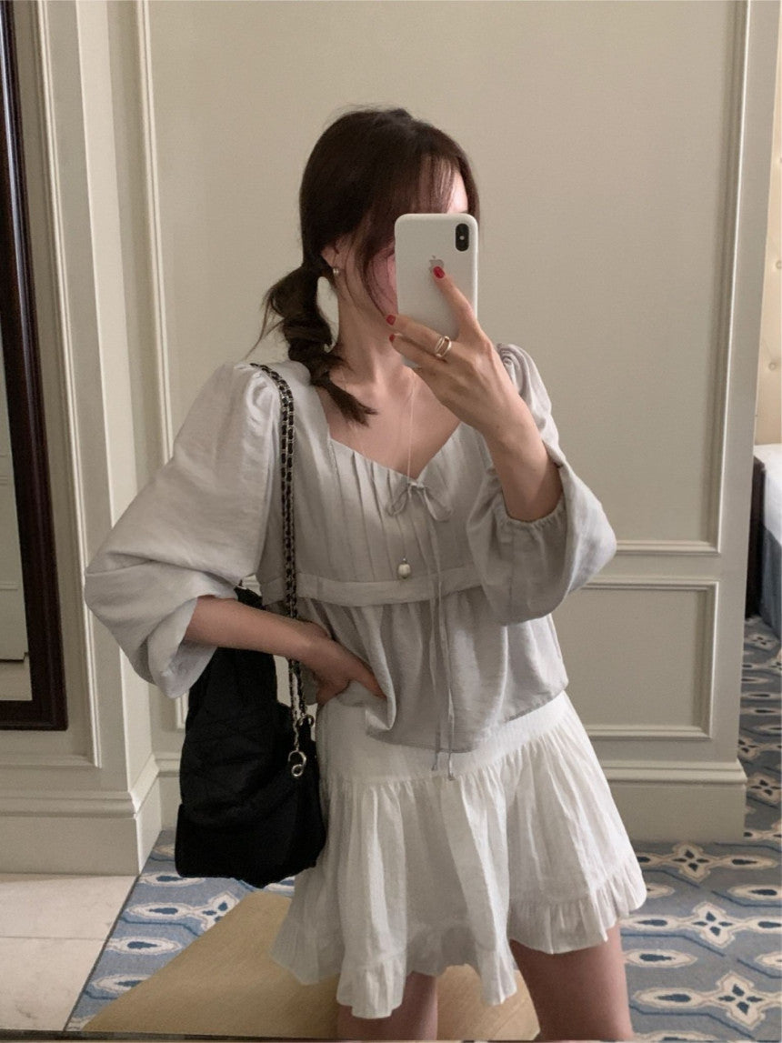 Merry pintuck blouse-2col