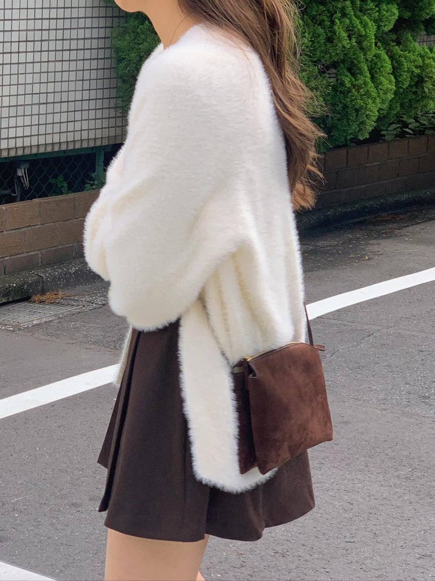 liter swan fur cardigan-2col