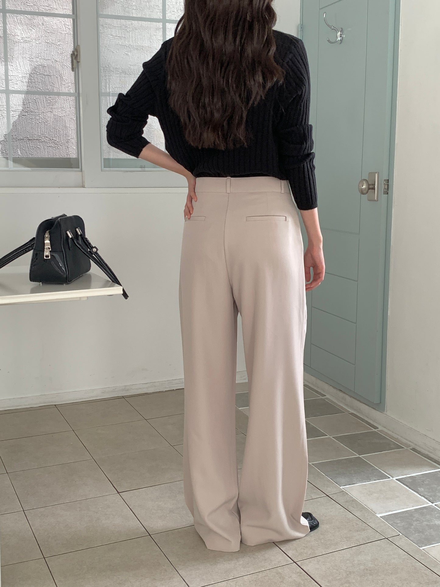 Fw two-pin tuck wide slacks-5colショート丈あり