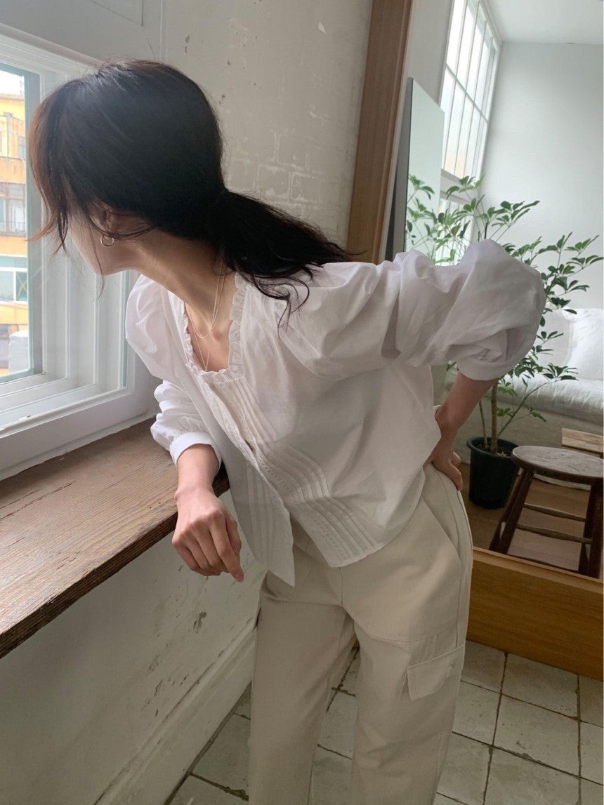 Square pintuck blouse