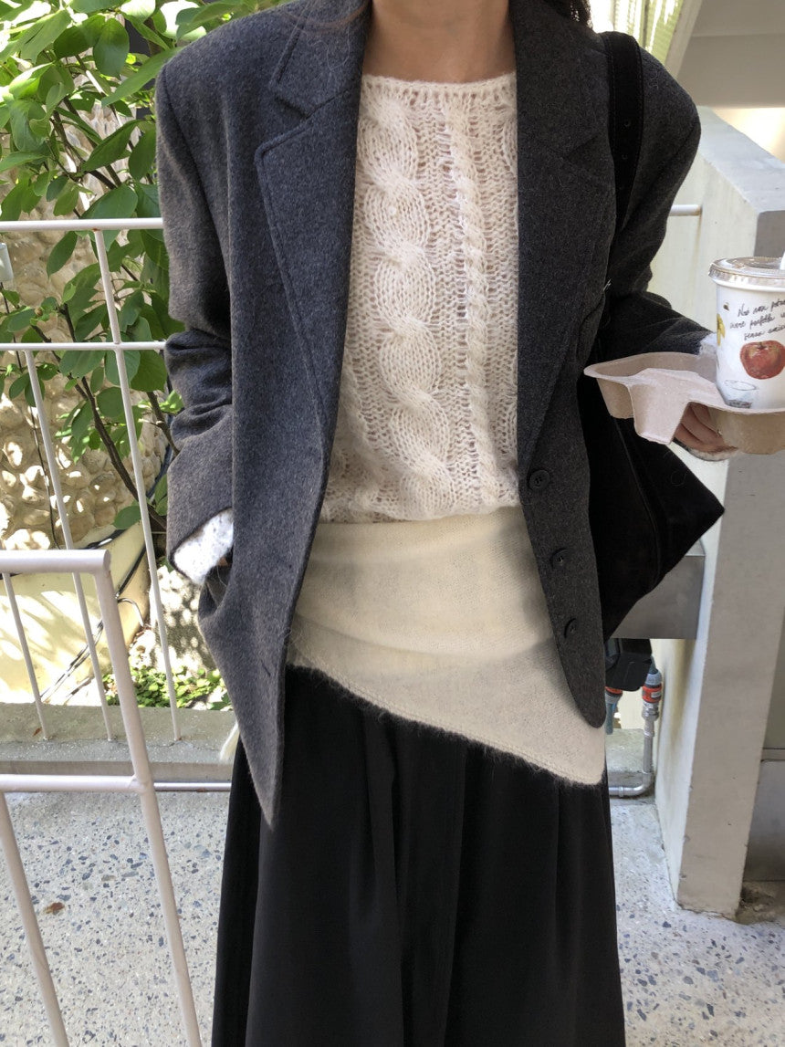 Kid mohair knit scarf-5col
