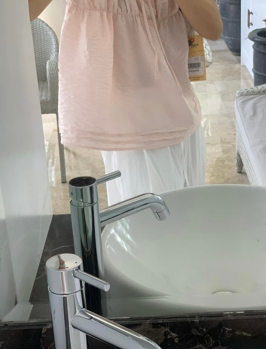 liter violet shrring blouse-2col