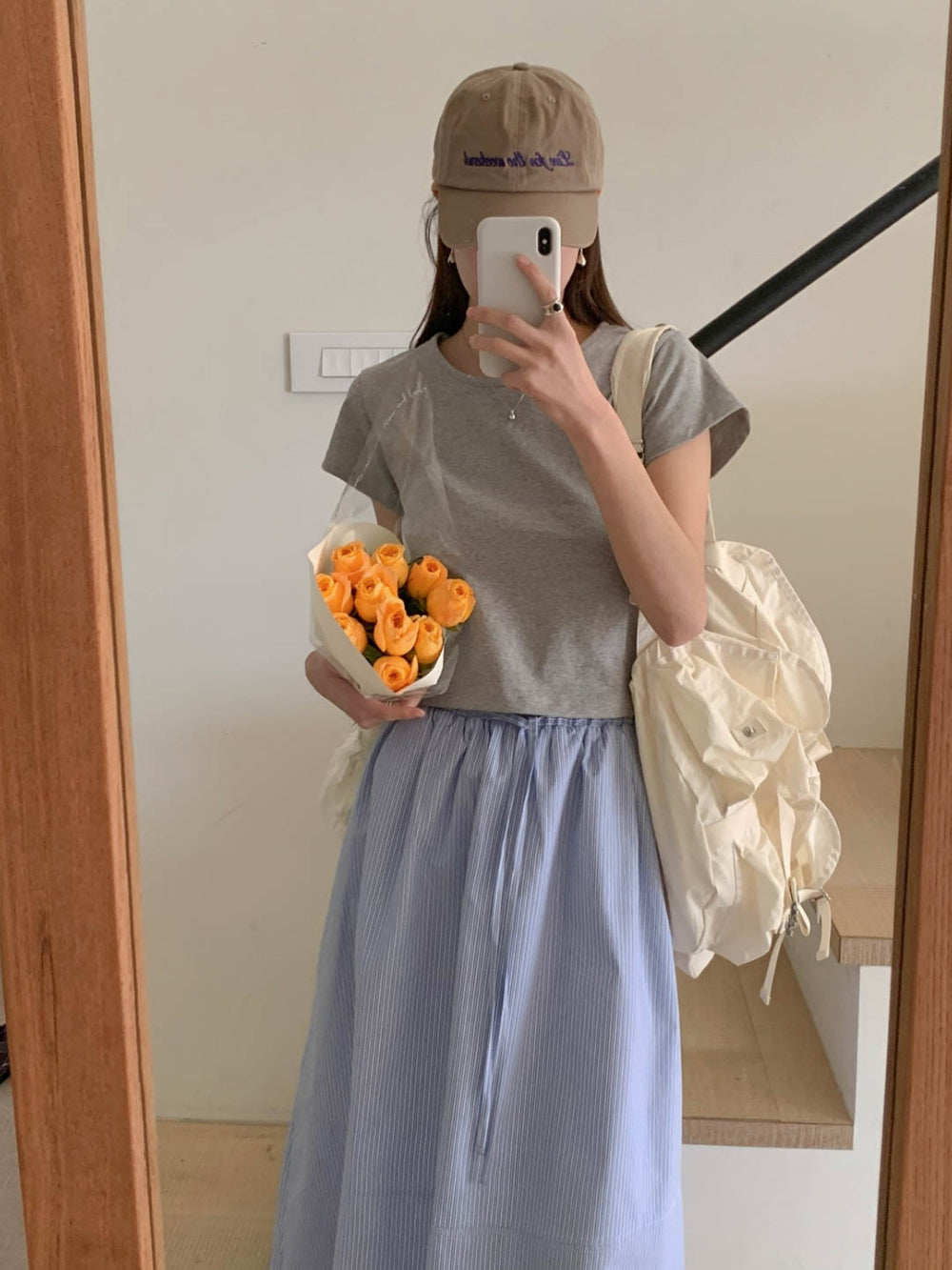 ivory即納 Baige semi crop T-4col