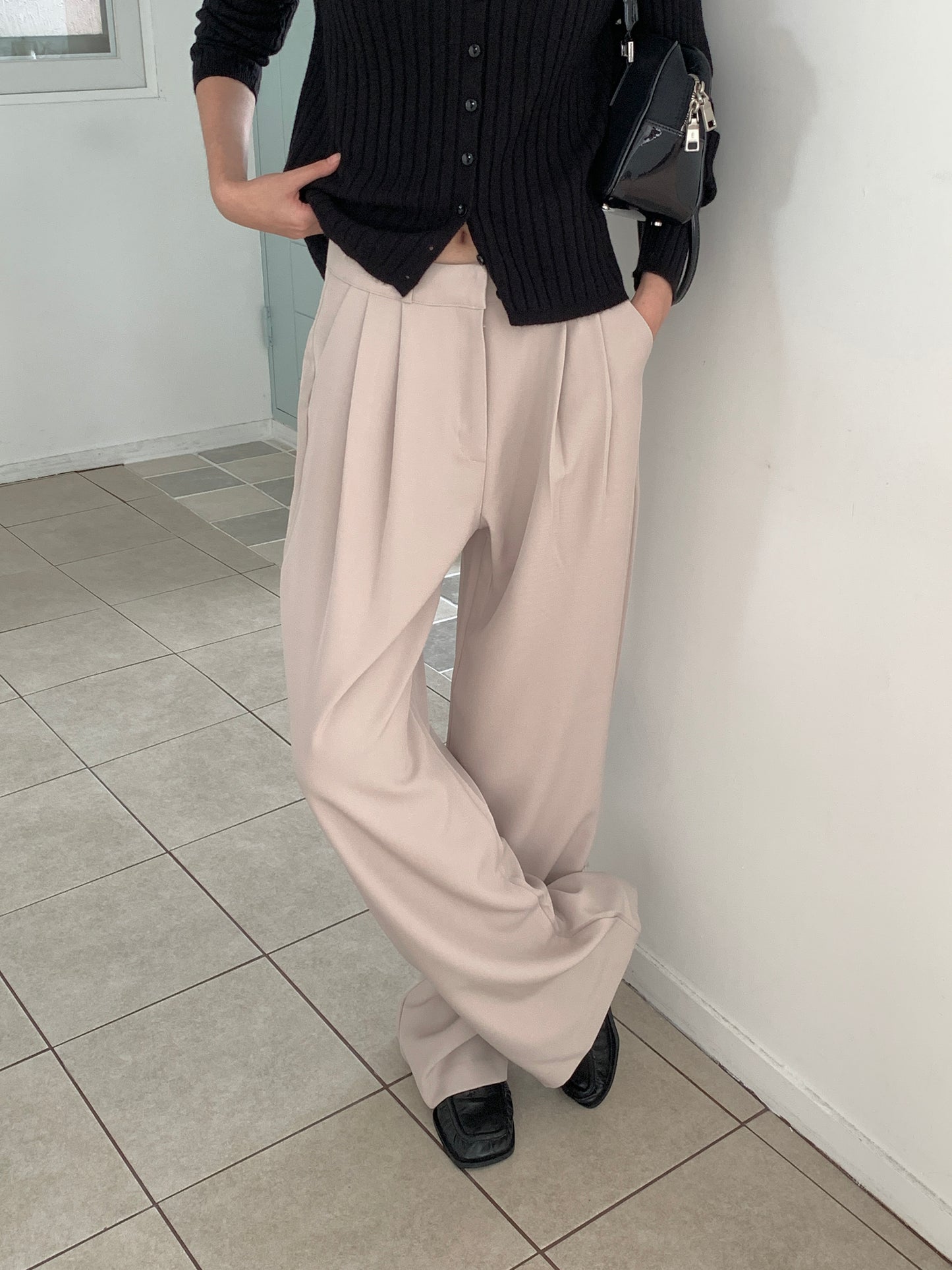 Fw two-pin tuck wide slacks-5colショート丈あり