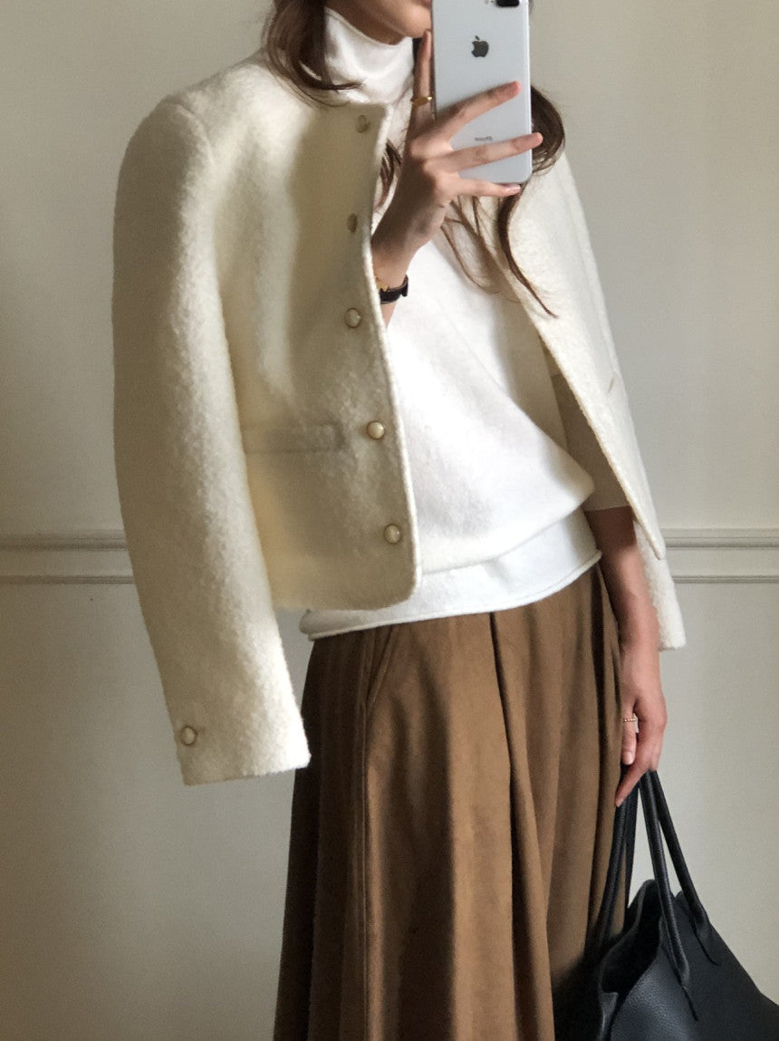 Blanc wool boucle tweed jacket-2col
