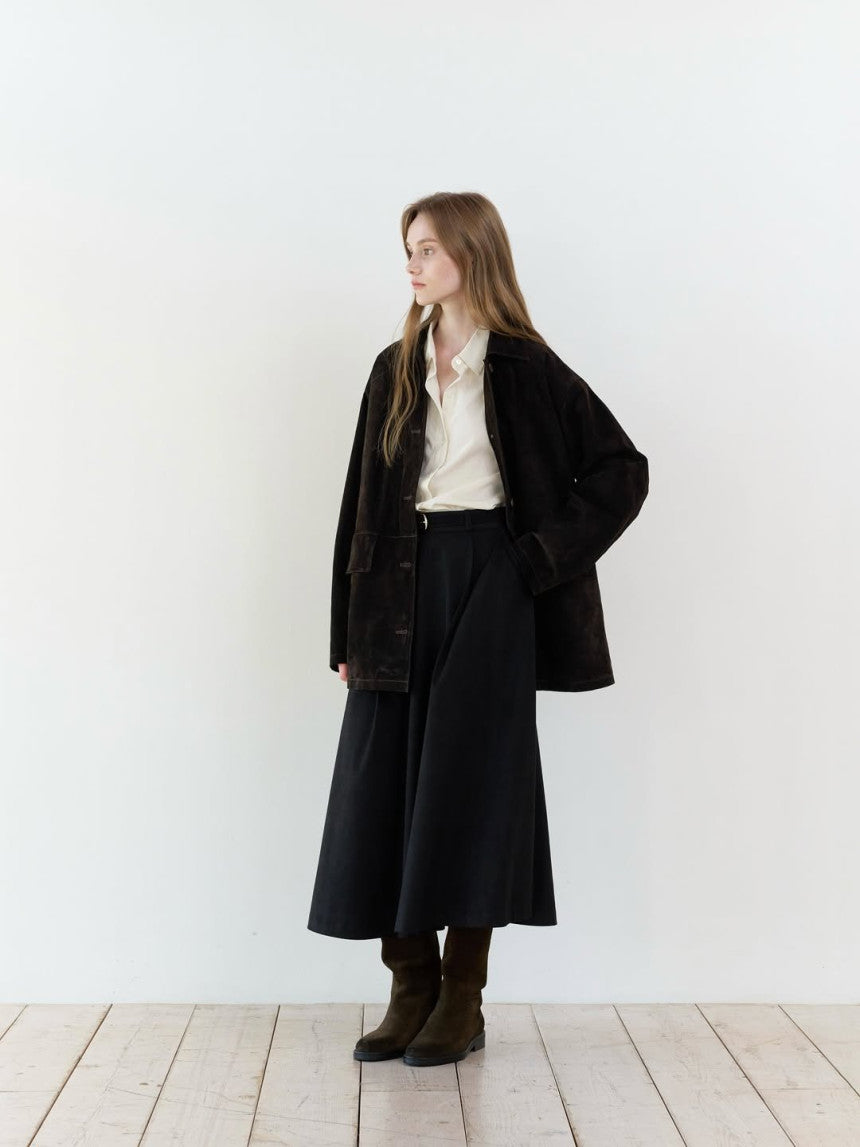 Louise pig leather suede half jacket-2col