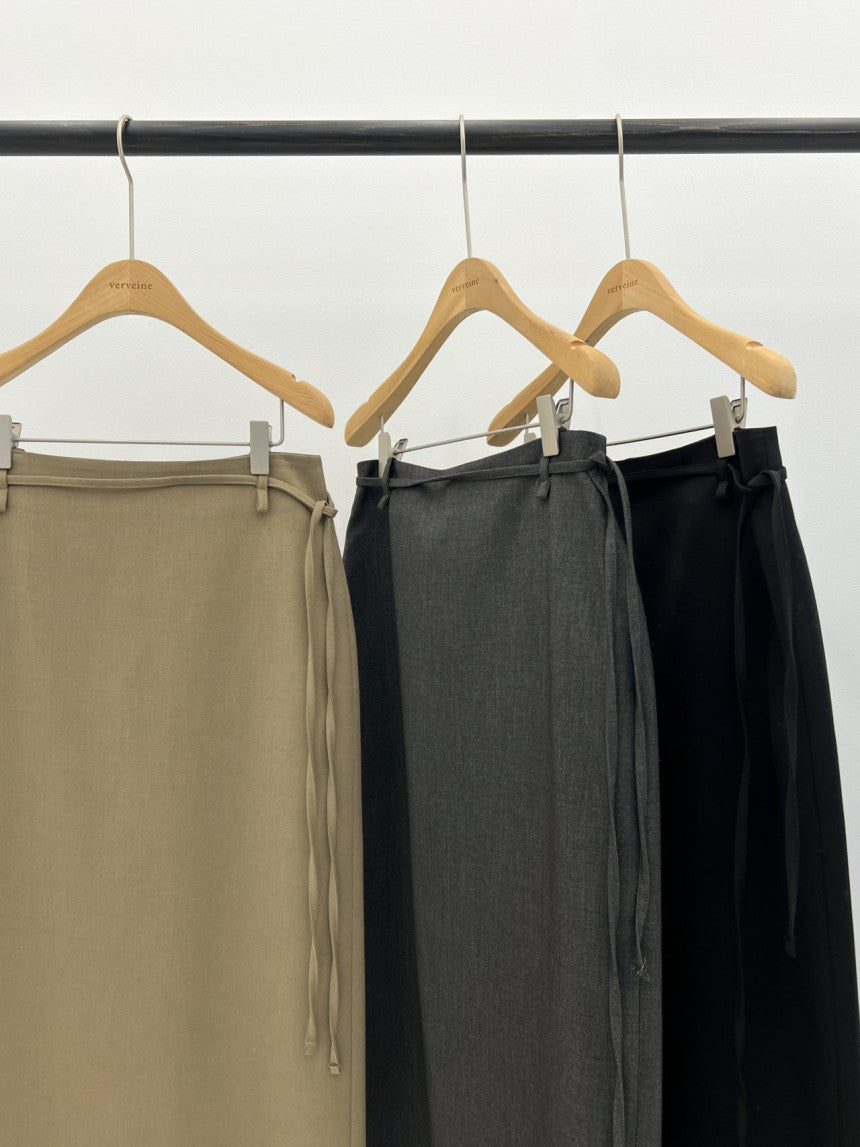 Rouen wool strap h-line skirt-3col