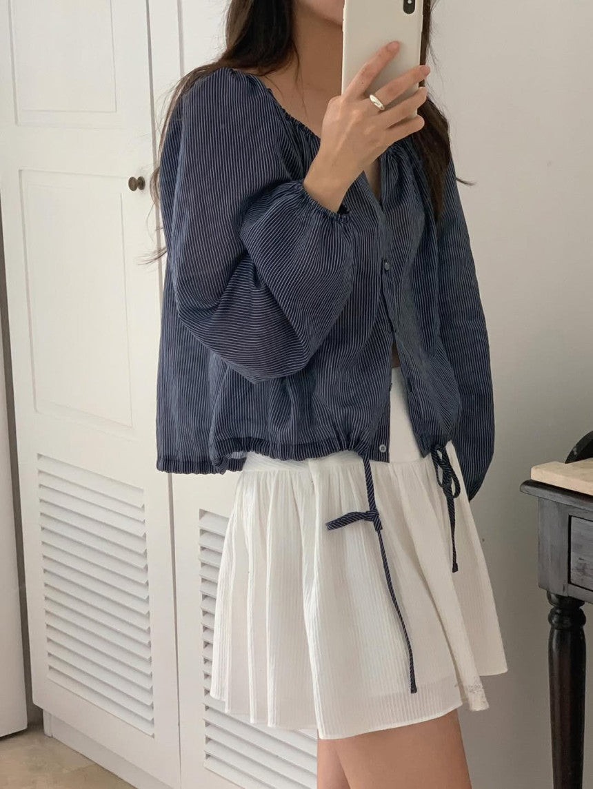 liter maple cardigan blouse-2col