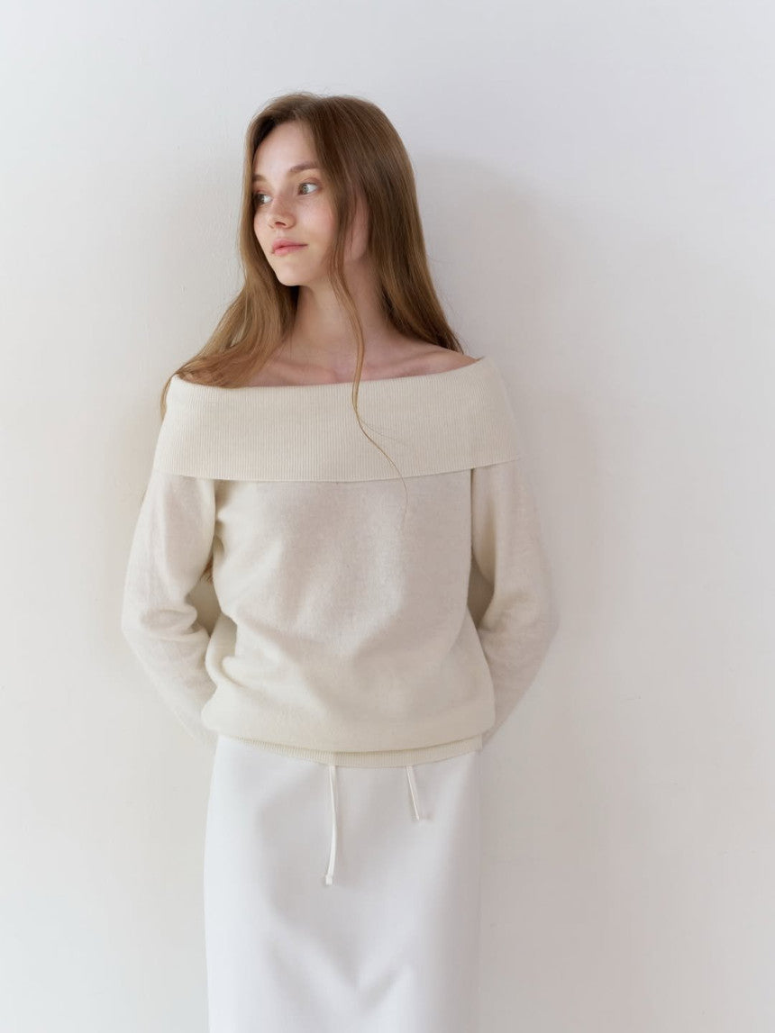 Rumi cashmere off shoulder knit-3col