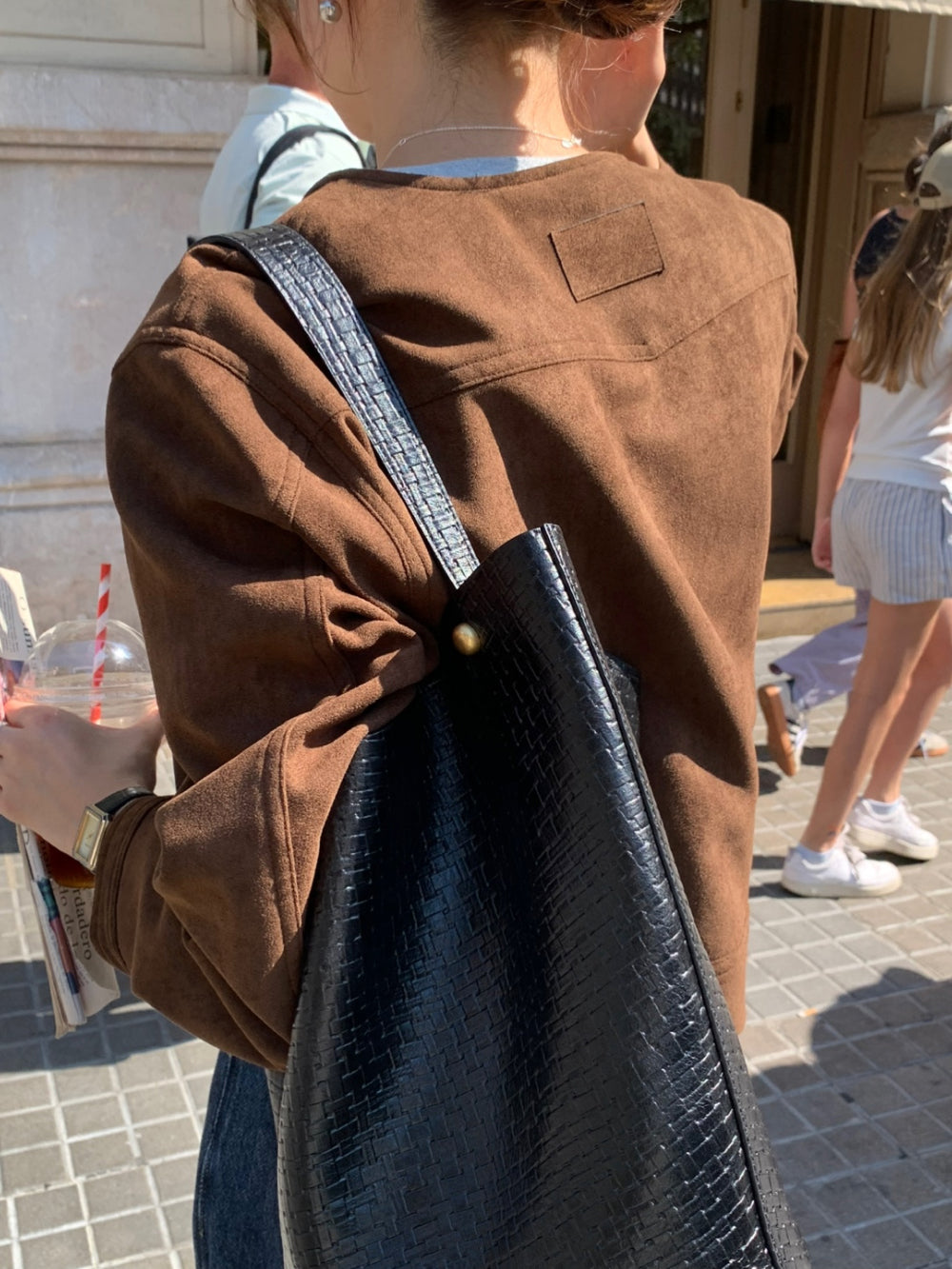 Wedge suede jacket-2col