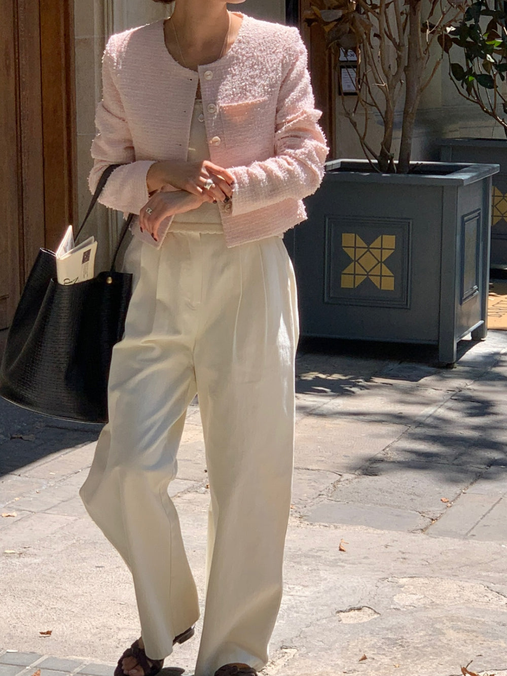Point cotton pants-2col