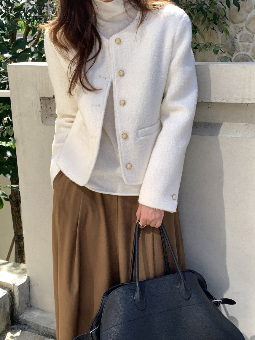 Blanc wool boucle tweed jacket-2col