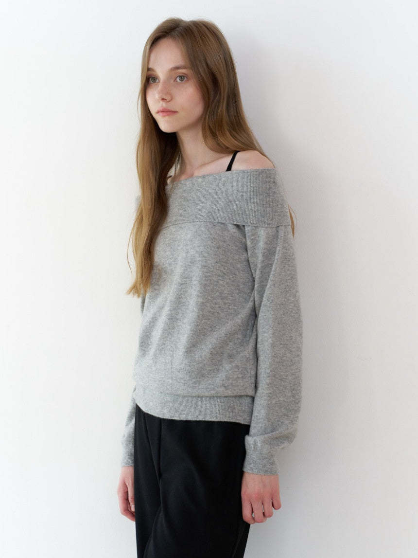 Rumi cashmere off shoulder knit-3col