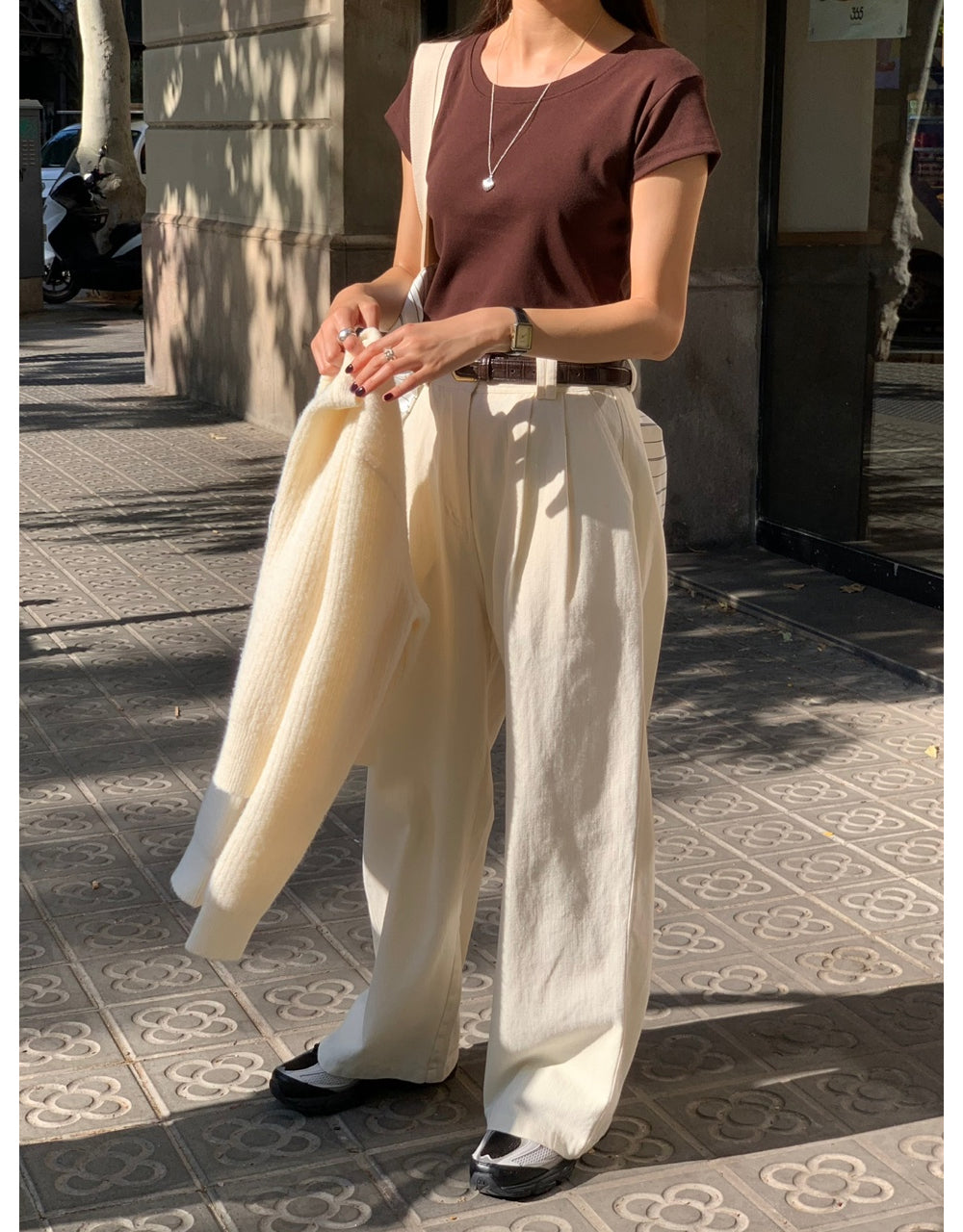 Point cotton pants-2col
