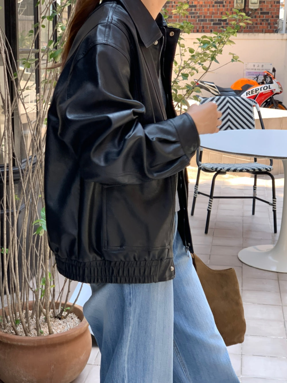 Mud leather jacket-2col