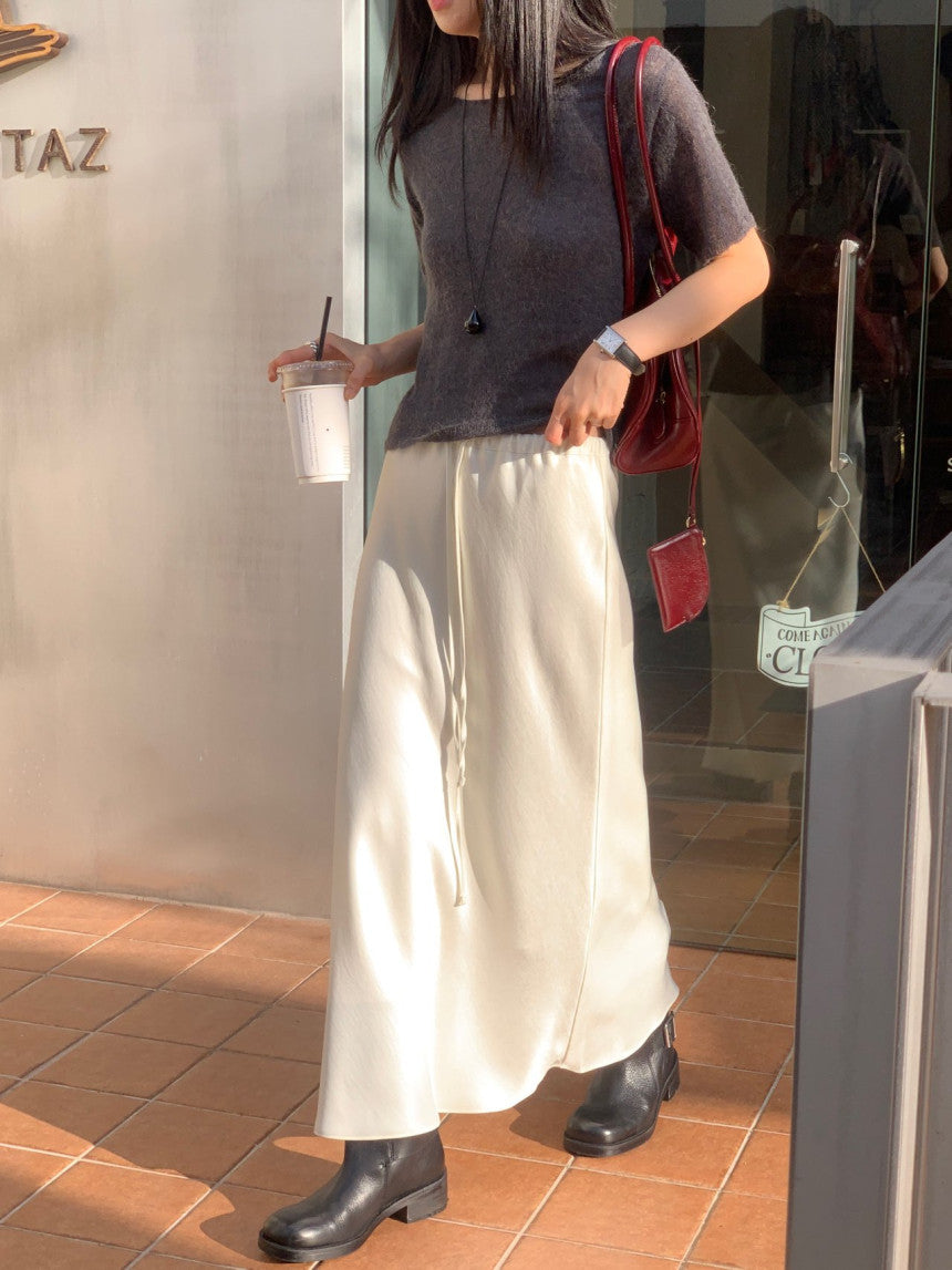 Cello satin skirt-3col/ショート丈あり