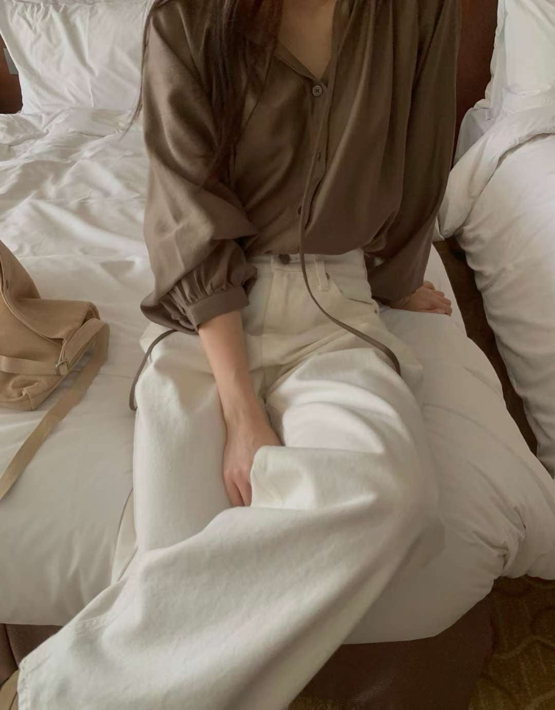 rope shirring blouse-2col