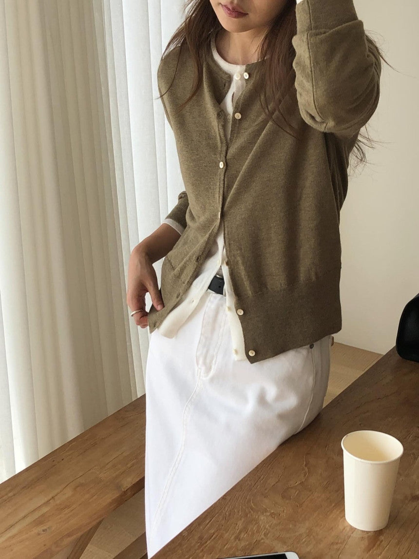 Ollive merino woo cardigan-3col