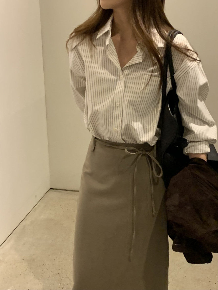 Ore pin stripe shirt-2col