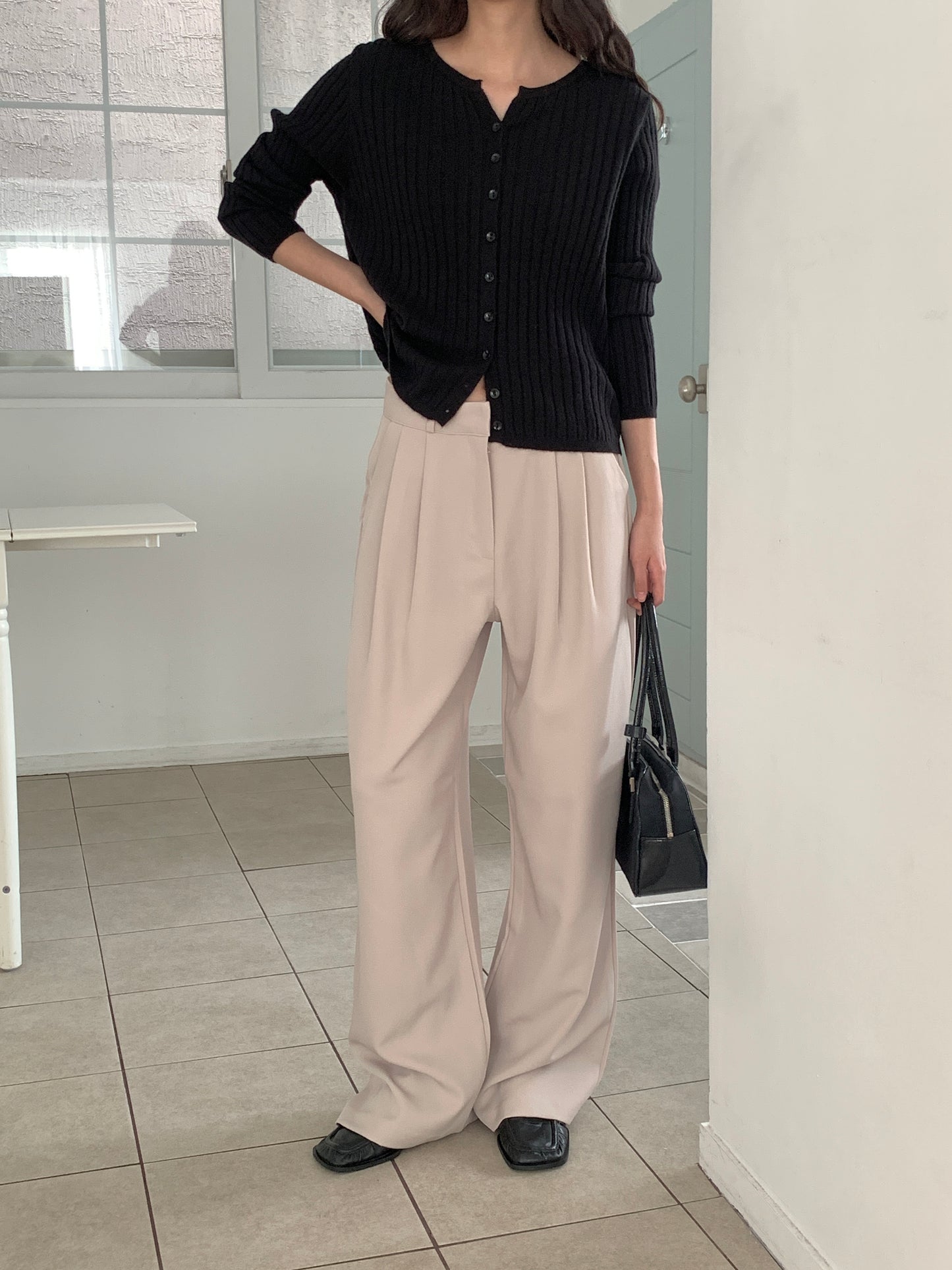 Fw two-pin tuck wide slacks-5colショート丈あり