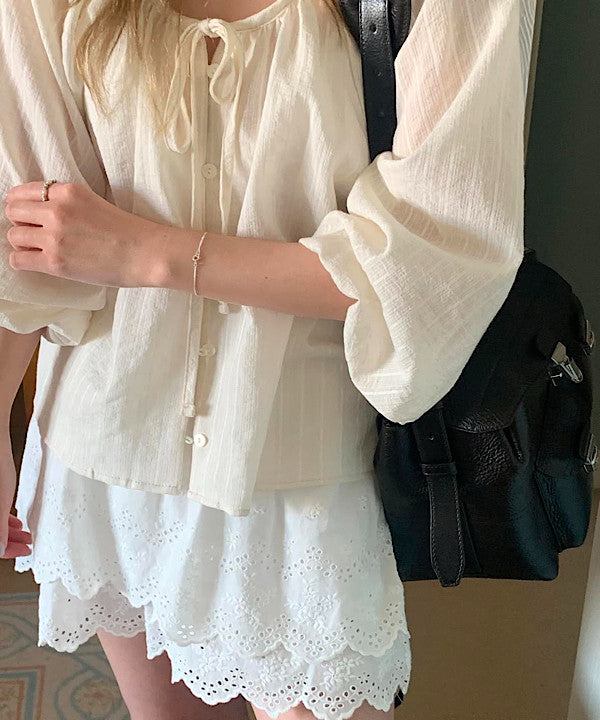 Roa shirring blouse-2col