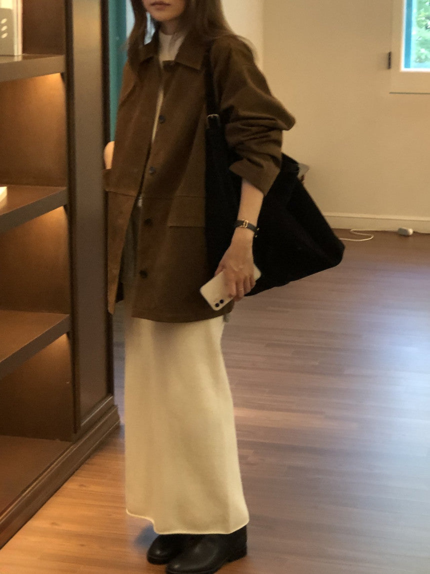 Louise pig leather suede half jacket-2col