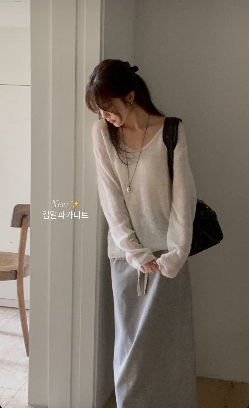 Keep alpaca string knit-4col