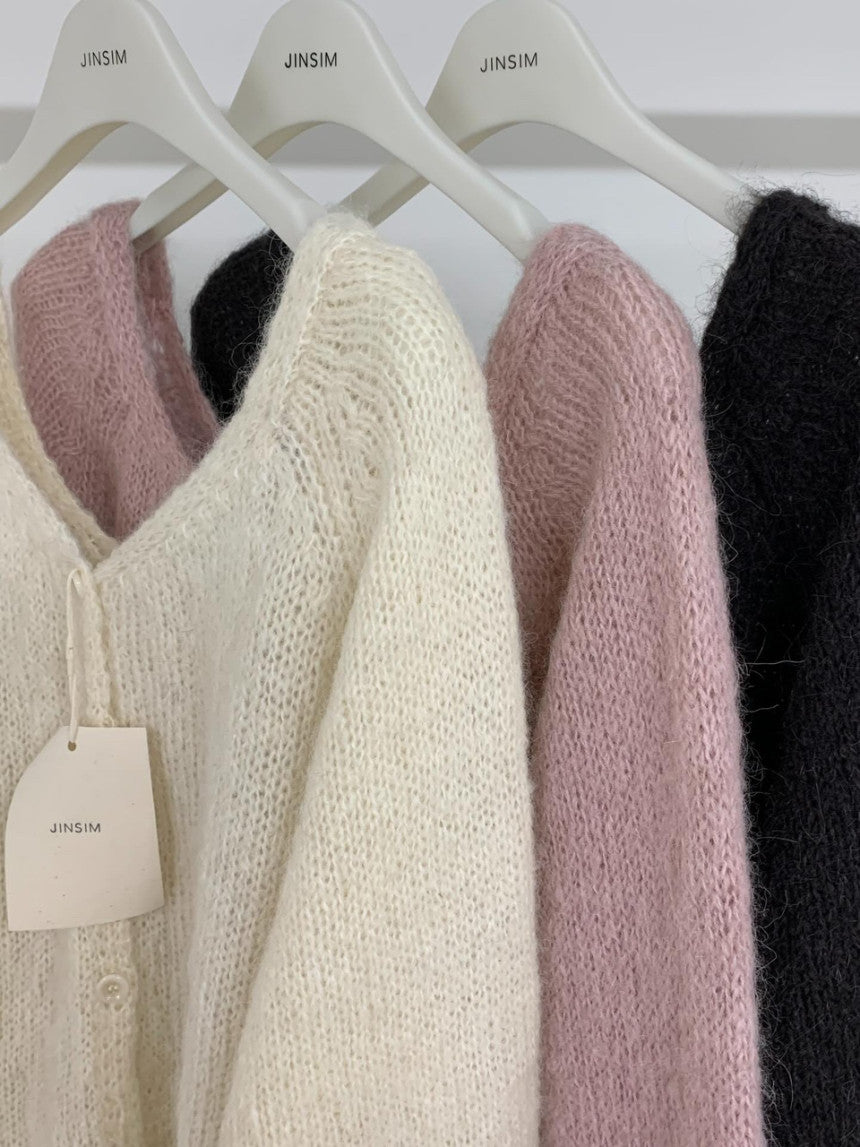 Pony wool 2way v-knit cardigan-3col