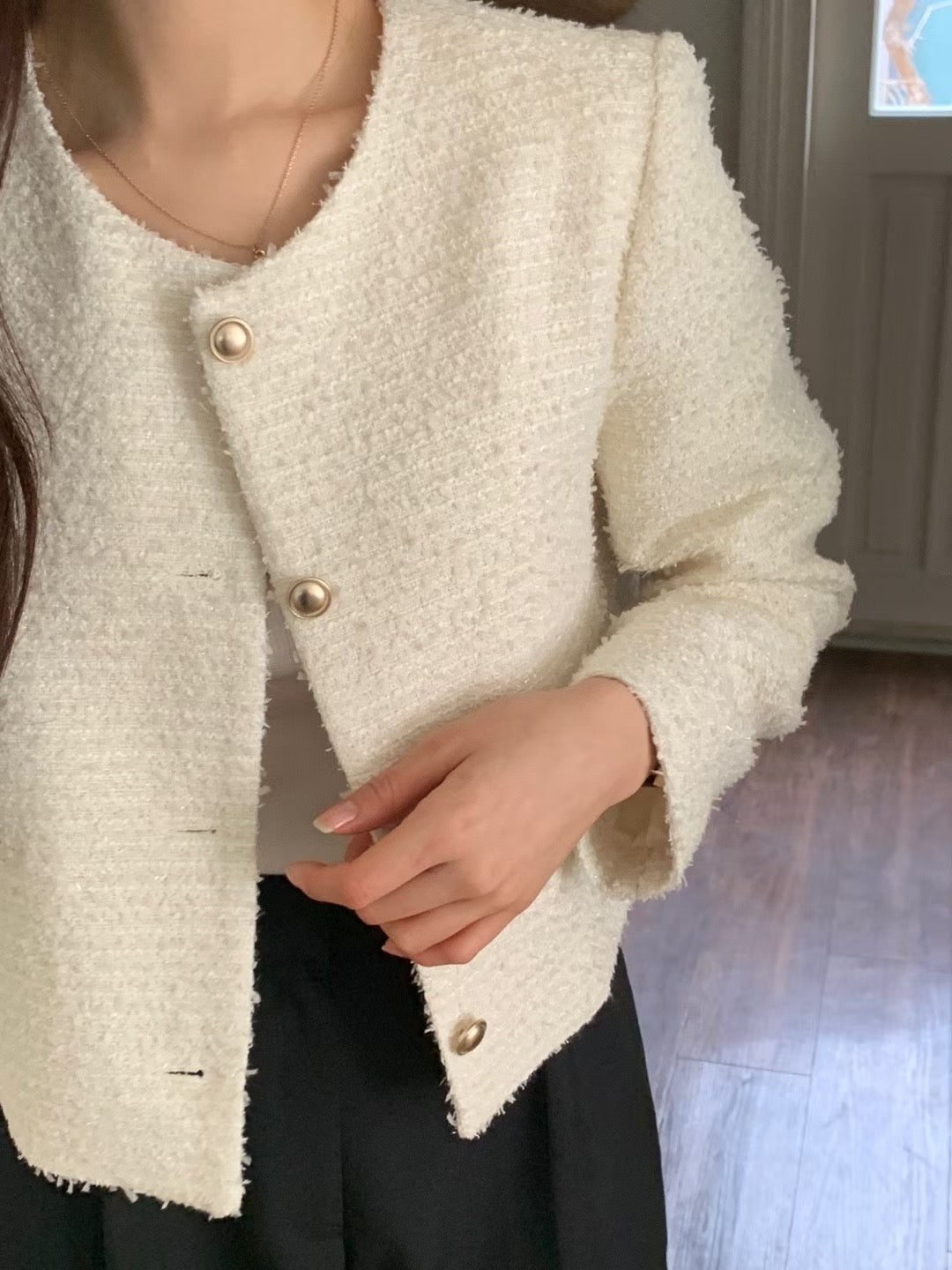 Hearts no collar tweed jacket