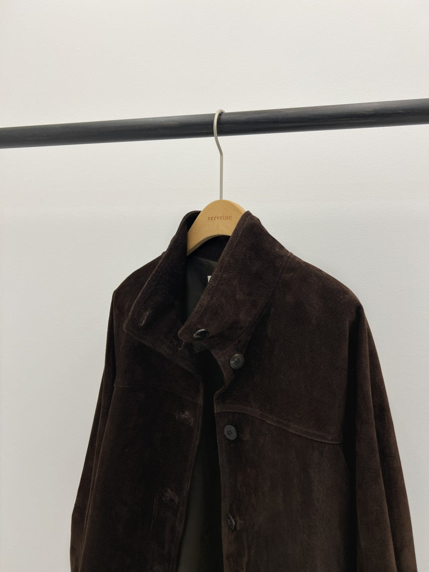 Reuven high neck pig leather suede jacket-2col