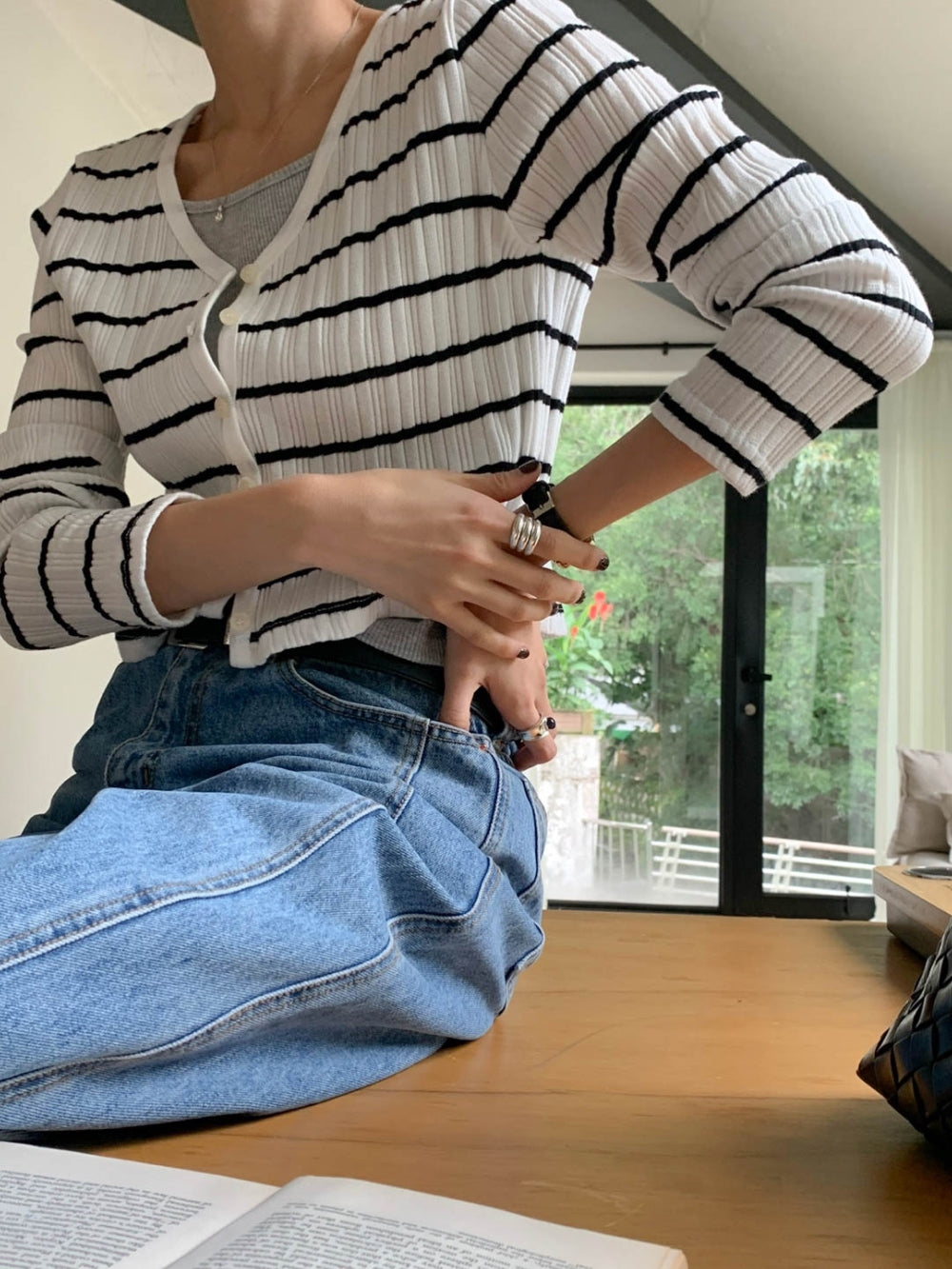 Sale navy即納 mimosa cardigan