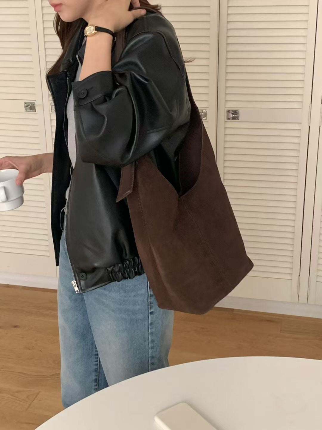 Square suede bag-3col
