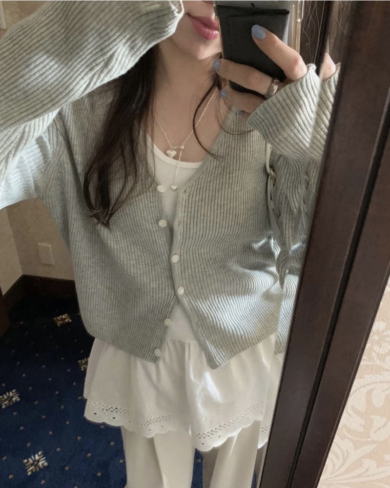 Fw Pebble rib cardigan-5col