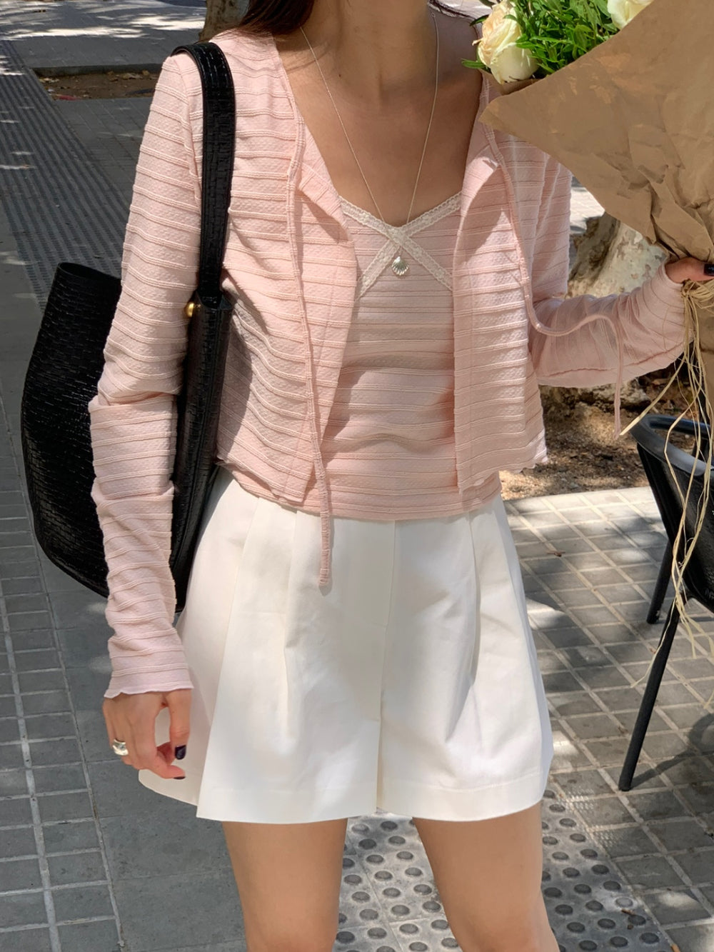 Olivia sleeveless&cardigan set-3col