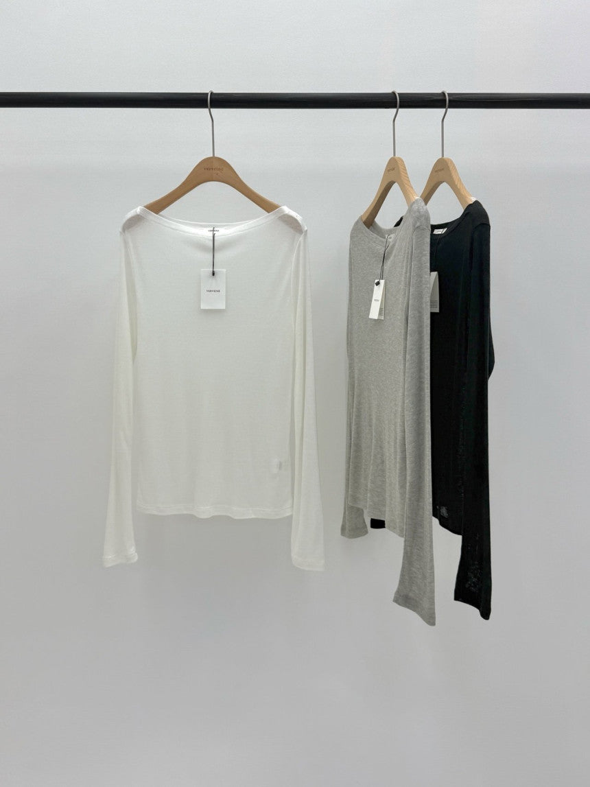 Bay wool tencel boat neck T-3col