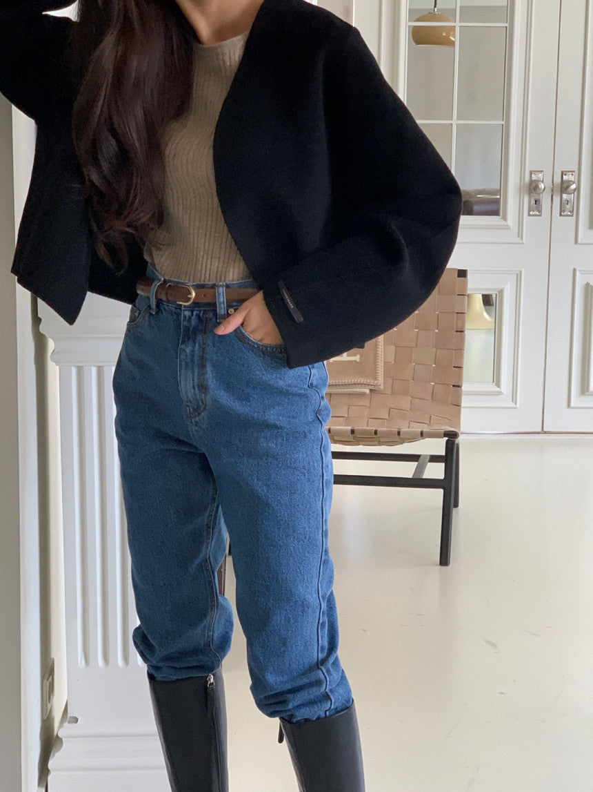 collarless handmade wool jacket-2col